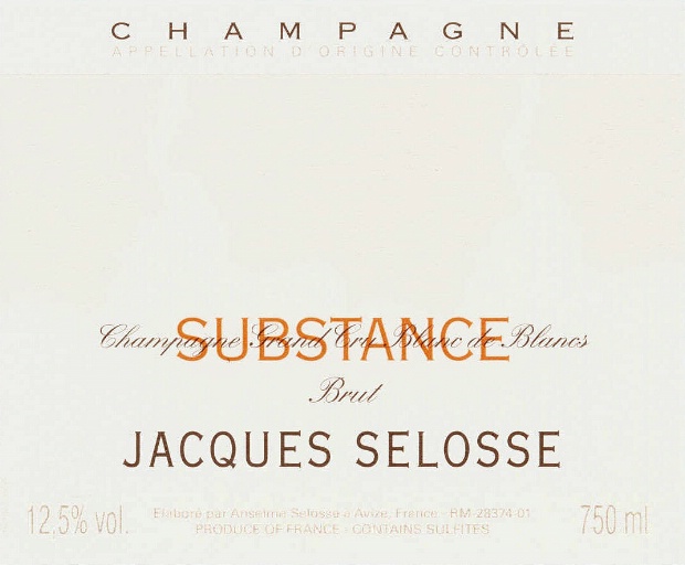 SUBSTANCE - Jacques Selosse Champagne l СЮБСТАНС, Блан де Блан - Жак Селос шампанское l купить цена доставка