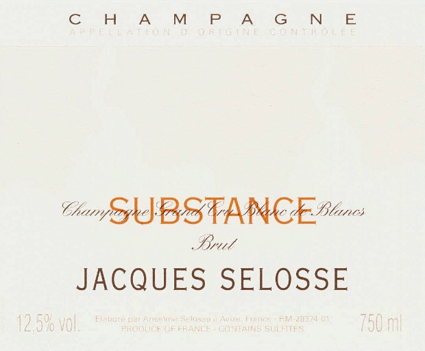 SUBSTANCE - Jacques Selosse Champagne l СЮБСТАНС, Блан де Блан - Жак Селос шампанское l купить цена доставка