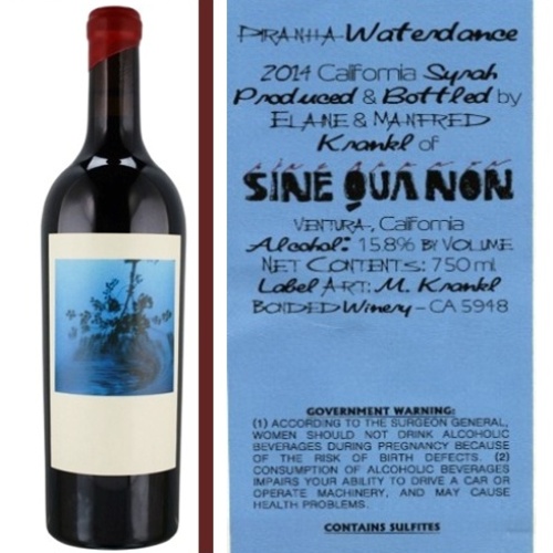 sine qua non - piranha waterdance syrah 2014